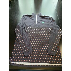 GoLo Golf Co 1/4 Zip Pullover Men's Medium Black‎ Peach Print Performance